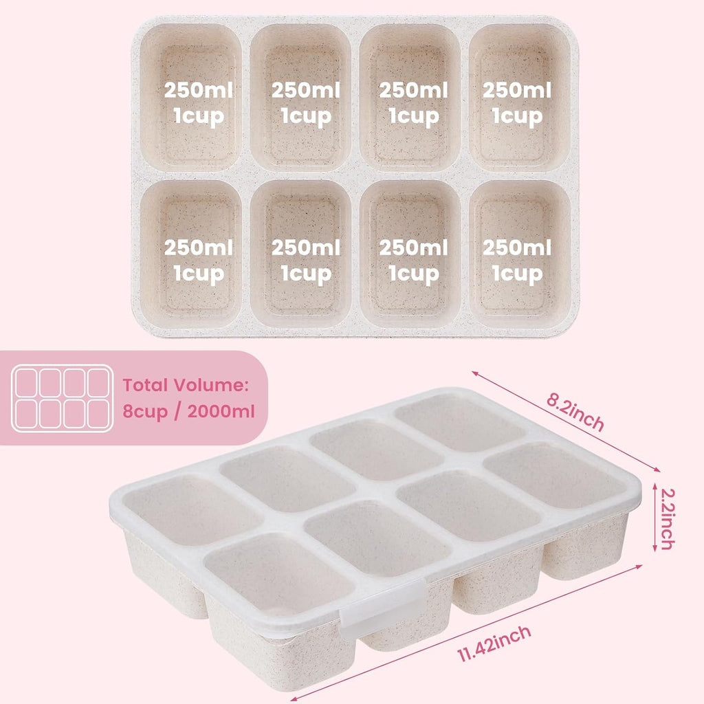 nackle Box Container,Leak-Proof Snack Box 8 Compartment Divided Serving Tray with Lid, Dishwasher Safe Food Containers for Fruit Candy Snack Nuts Veggie Party (2 PACK)