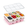 nackle Box Container,Leak-Proof Snack Box 8 Compartment Divided Serving Tray with Lid, Dishwasher Safe Food Containers for Fruit Candy Snack Nuts Veggie Party (2 PACK)